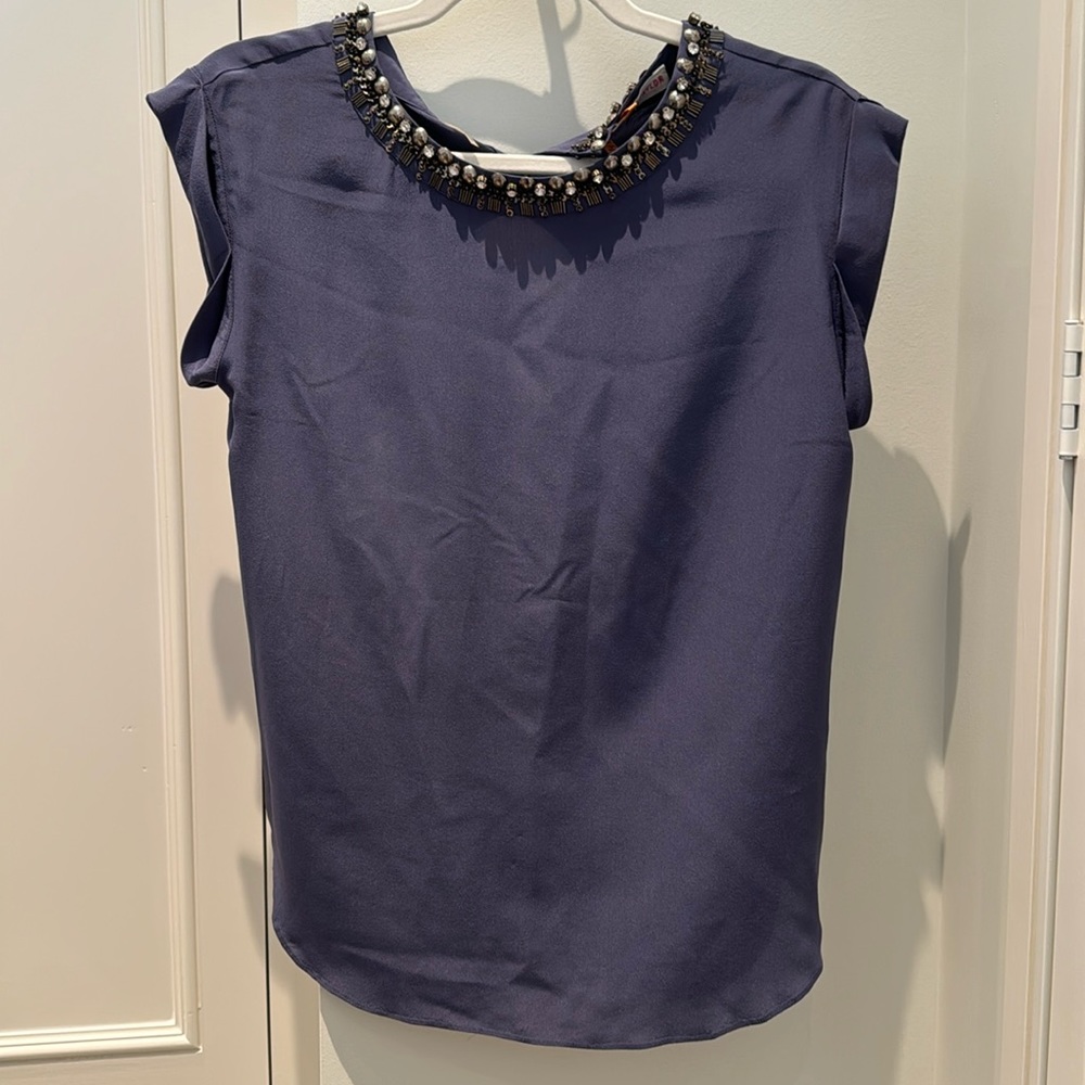 Rebecca Taylor Jeweled Silk Top